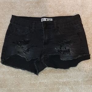 Hot Topic Black Distressed Denim Jean Shorts